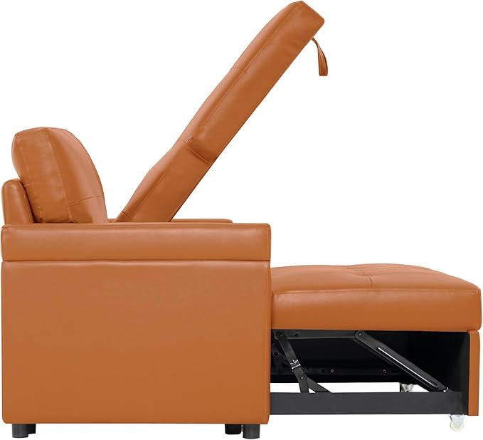 Naomi Home 85 in. Convertible Sofa with Storage Reversible L Shape Sofa Couch with Chaise Comfy Couches for Living Room Caramel/Air Leather