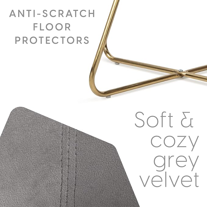 Milliard Circle Velvet Accent Chair for Living Room Bedroom and Home Office with Gold Legs (Grey)