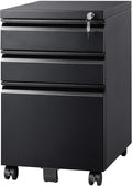 DEVAISE 3 Drawer Locking Mobile File Cabinet for Home Office Fully Assembled Except Casters Letter/Legal SizeCarbon Black