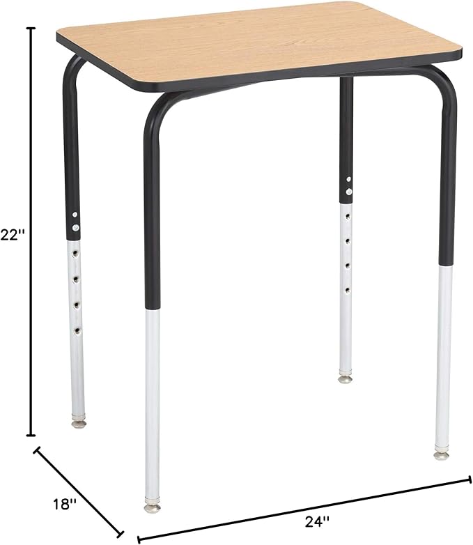 Learniture Collaborative Adjustable Height Student Desk for Classrooms and Offices Heavy-Duty School Desk with Adjustable Legs Set of 2 Oak/Black