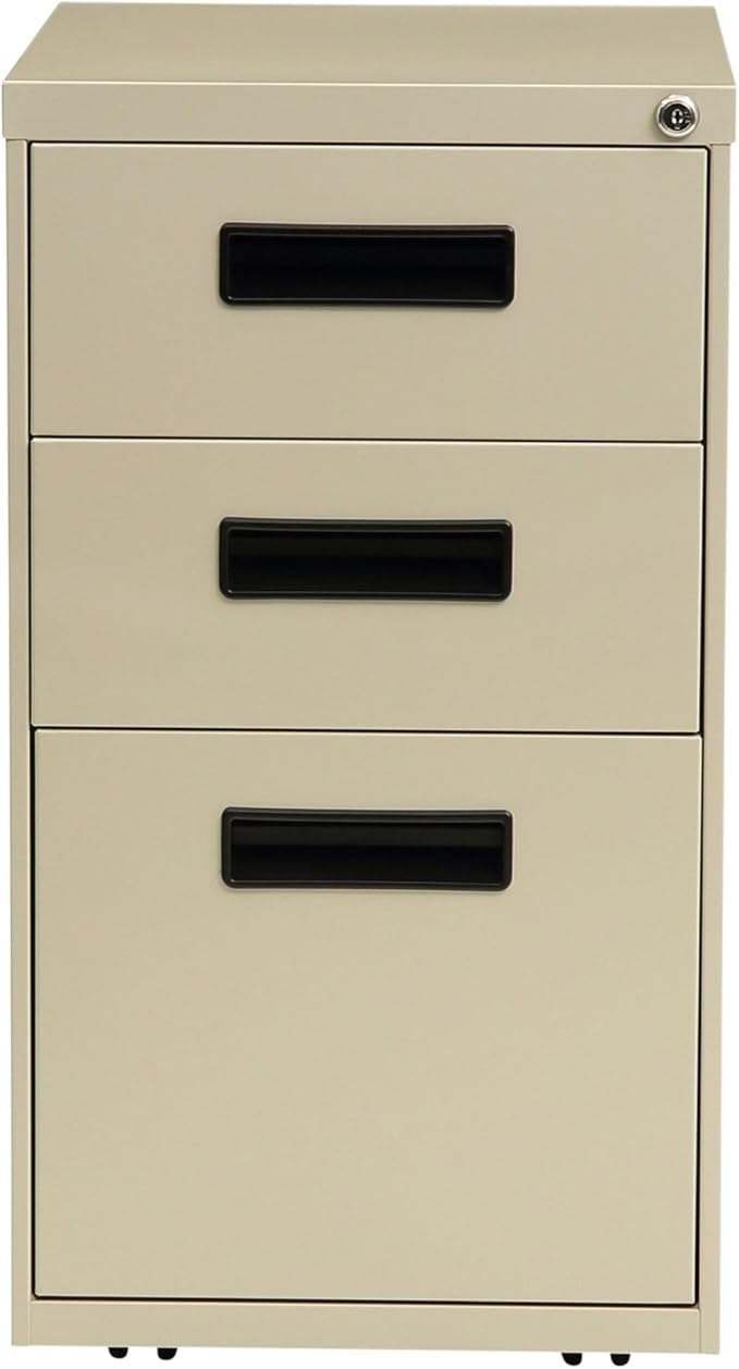 Alera PA53-2820PY Three-Drawer Metal Pedestal File 16w x 19-1/2d x 28-1/2h Putty