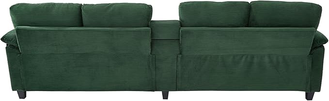 U-Shaped Sectional Cloud Sofa with Storage Console and Cupholders 116-Inch U-Shaped Symmetrical Corduroy Sectional Couch W/2 Ottoman Chaise LoungesUSB-C Ports &amp 2 Pillows