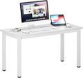 DlandHome 47 inches Medium Computer Desk Home Composite Wood Board Desk Decent and Steady Home Office School Desk/Workstation/Table BS1-120WW White and White Legs 1 Pack