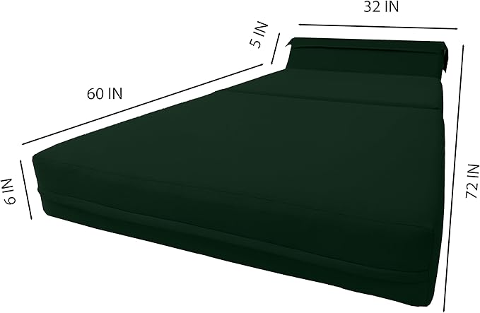 D&ampD Futon Furniture Sleeper Chair Folding Bed Studio Sofa Guest Folded Mattress High Density Foam (70 x 32 x 6 Hunter Green)