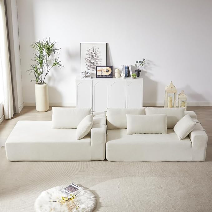 2026 New 108 L Shaped Sectional Sofa Couch Chenille Boneless Couch Deep Seat Sectional Modular Couch for Living Room No Assembly Required