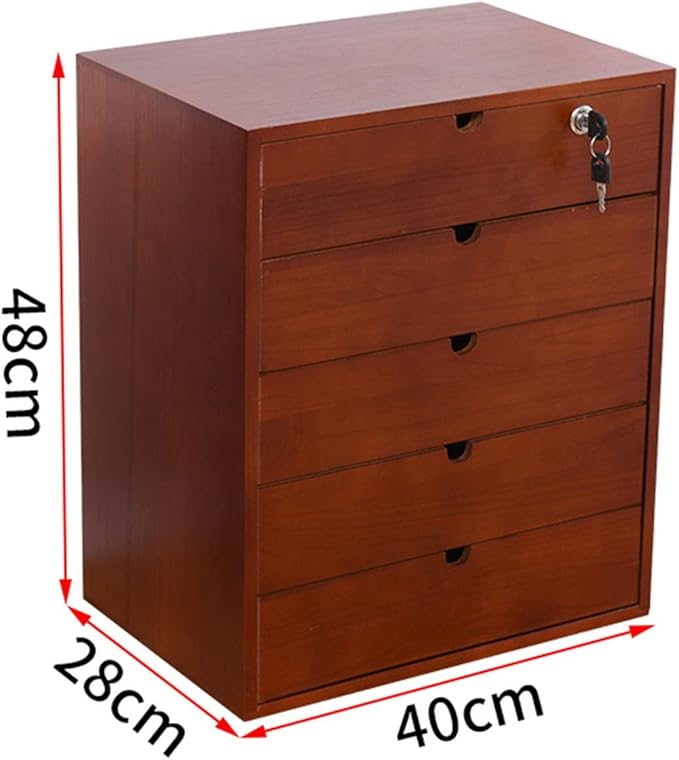 Solid Wood Storage Box Desktop File Cabinet Desk Organizers with LockRustic Dresser Office &amp Home*School Desk Drawers Organizer and Accessories Locking Filing Cabinet 4/5/6 Drawers ( Size : 5