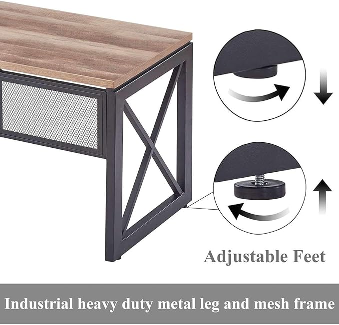 BON AUGURE Industrial Home Office Desks Rustic Wood Computer Desk Corner Ladder Shelf 5 Tier Metal Wood Corner Bookshelf Tall Corner Shelf Plant Stand for Living Room