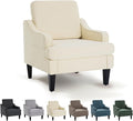 Modern Accent Chair for Bedroom Upholstered Reading Chair with Side Pockets Comfy Living Room Chairs Living Room Armchair for Office Apartment Small Room (Beige)