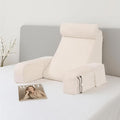 ENITYA 19 Back Pillow for Bed Sitting up Big Pockets and Washable Removable Cover Reading Chair for Watching TV/Reading/Gaming/Resting in Bed Couch or Floor Medium(Ivory)