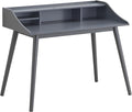 Grey Writing Desk with 4 Compartments - Home Office Storage Solution