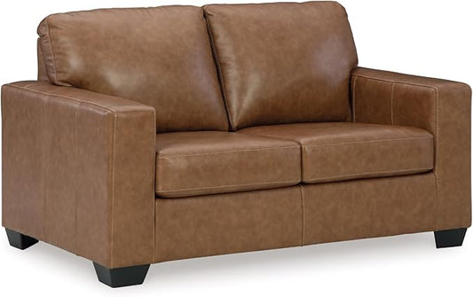 Signature Design by Ashley Bolsena Contemporary Leather Match Loveseat Dark Brown