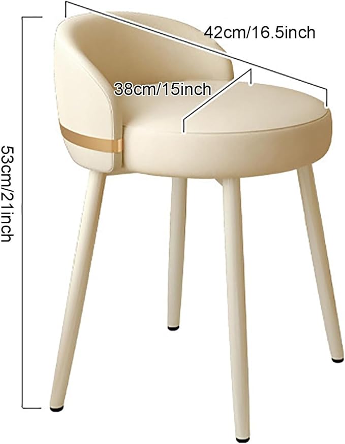 Vanity Chair for WomenComfy Accent Chair with Low Back Swivel White Pu Leather Upholstered Chair Makeup Stool for Bedroom Cloakroom Living Room Beige A