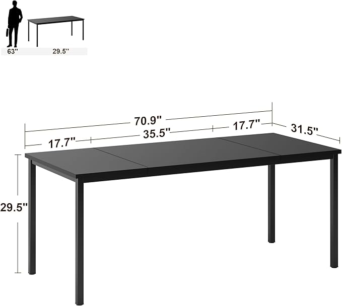 SogesGame Computer Desk 71 inches Desk &amp Workstations for Home Office Writing Study Corner Desk Modern Simple Style Laptop Table Easy to Assemble Black