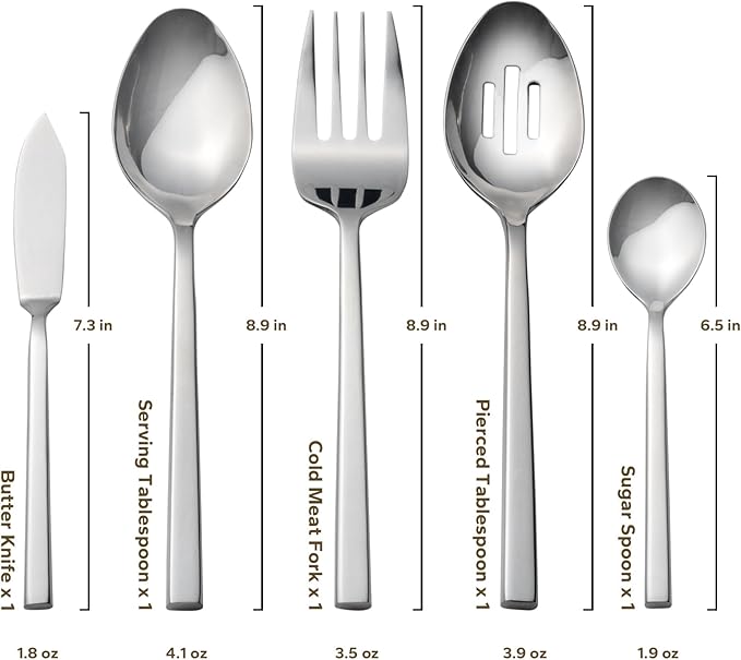 Alata Cube 65-Piece Forged Stainless Steel Flatware Set Cutlery Set with Utensil-Serving Set Silverware Set Service for 12 Mirror Finish Dishwasher Safe