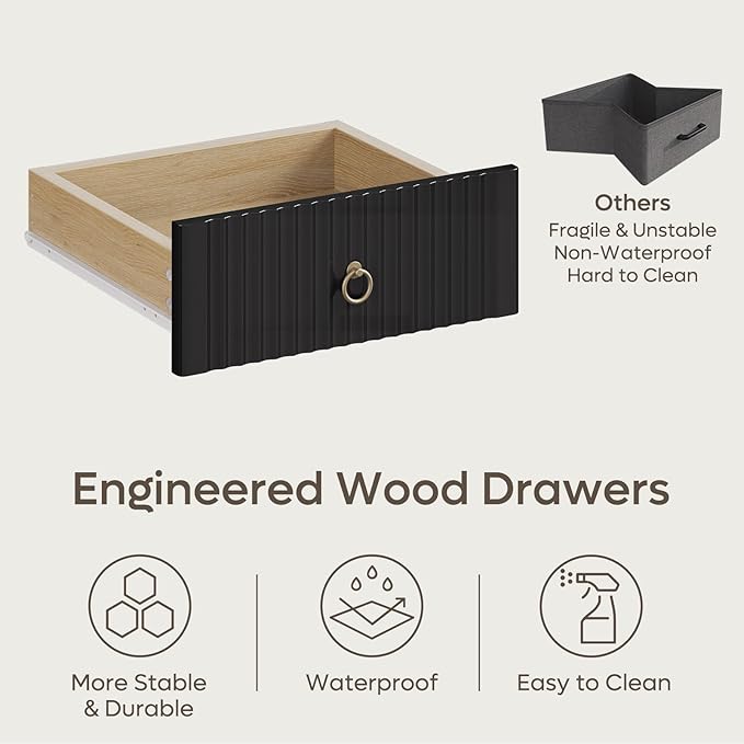 Bestier 55 Inch Computer Desk with Keyboard Tray Modern Office Desk with Storage Wood Writing Desk with File Drawer Fluted Panel &amp 2 Hooks for Home Office &amp Studio Natural Oak