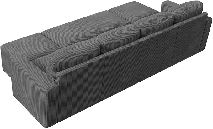 HONBAY Modular Sectional Sleeper Sofa Bed Corduroy Pull Out Couch with Storage Ottoman U Shaped Sectional Couches for Living Room Dark Grey