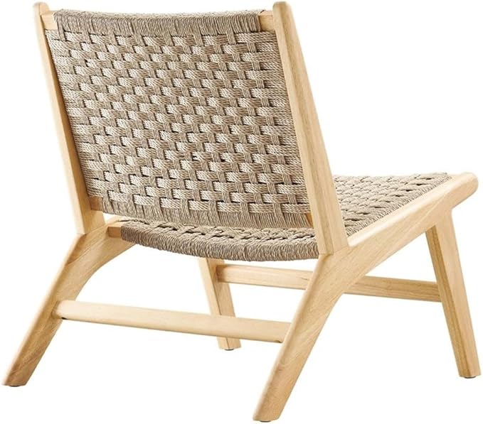 Modway Saoirse Woven Rope Wood Accent Lounge Chair in Natural Natural