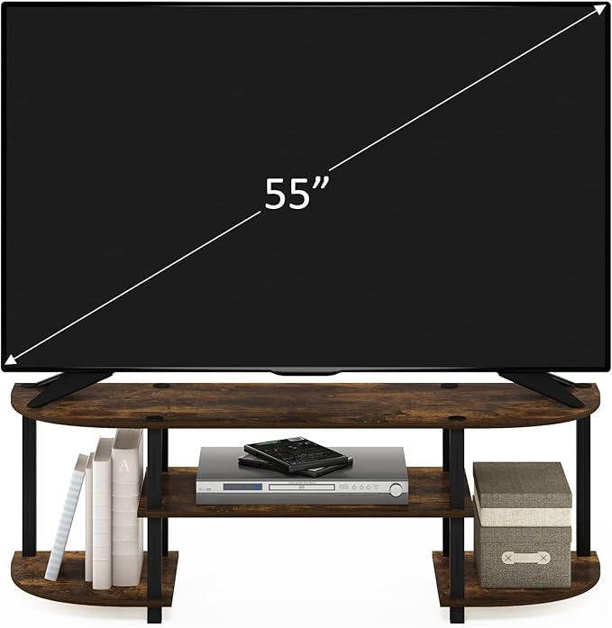 Furinno Turn-S-Tube Wide TV Entertainment Center Amber Pine/Black