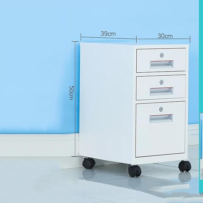 Office Tin File Cabinet Short Cabinet Under The Desk Three Drawer Movable Cabinet with Lock Storage Storage Cabinet (Color : D)