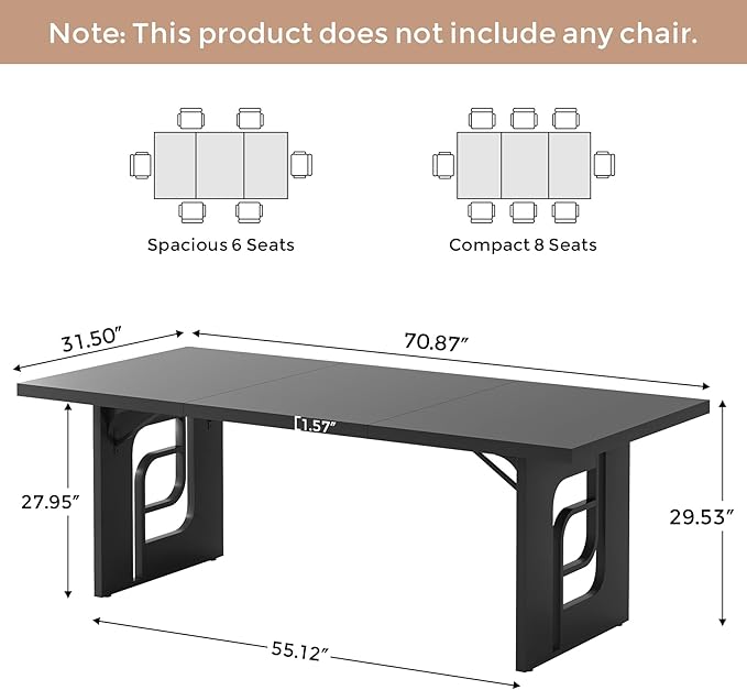 71 inch Large Simple Computer Desk Executive Office Desk Workstation Modern Study Writing Table Business Furniture for Home Office Black