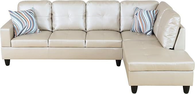 L-Shaped Combination Sofa Set Luxurious Synthetic Leather Living Room Sofa Suitable for Living Rooms Bedrooms Apartments and Offices