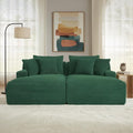 79 Double Chaise Lounge Chair Indoor: Oversized Comfy Corduroy Upholstered Boneless Couch with 4 Pillows for Living Room Bedroom and Apartment Deep Seat Sleeper Sofa 2-Seat Green