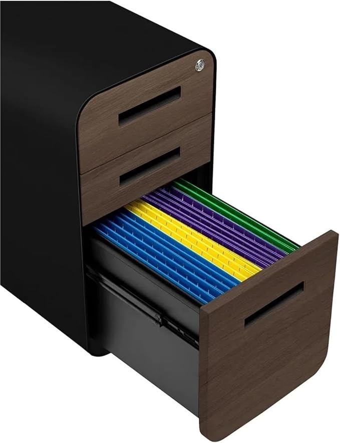 Mobile File Cabinets Slim 3-Drawer Mobile File Cabinet with Lock - Under Desk Metal Filing Legal/Letter Folders(Color12)