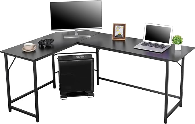 L-Shaped Office Desk Corner Computer Desk Gaming Gamer Table Workstation with CPU Stand for Home Office
