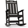 Rocking Chair Outdoor Rocking Chair for Adults HDPE Outdoor Chairs with Footboard All Weather Resistant Porch Rocker Black