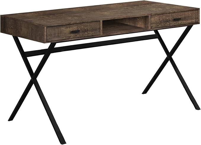 Contemporary Brown Laptop Desk with Storage Drawers Home Office Workstation 48 L