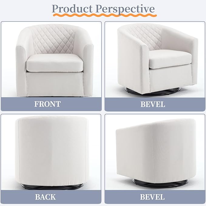 Modern Style Swivel Barrel Accent Chair with 360° Rotation and Armrests Ideal Seating Solution for Living Room Bedroom and Reading Corner