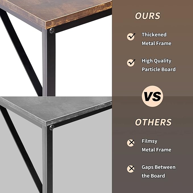 soges 55.1 Inch Home Office Computer Desk Study Writing Table Desk with with Splice Board Wooden Study Working Table Desk with 2-Tier Storage ShelfModern Laptop PC TableCXYM-PB001B-140