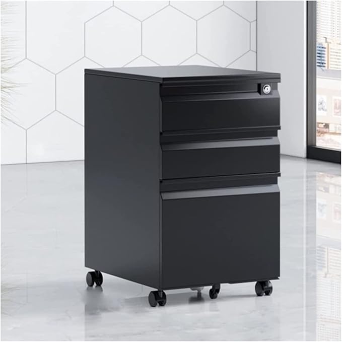 Office Storage File Cabinet Movable Cabinet Three Drawers Movable Sliding Storage Cabinet Low Cabinet with Lock (I)