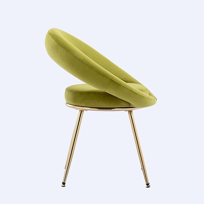 Olive Green Velvet Modern Accent/Conversation Lounge Chair with Gold Plated Legs Unique AppearanceSuitable for Office Lounge Living Room