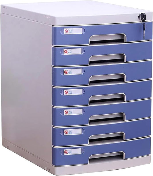 File Cabinet Desktop Organiser 7 Drawer with Key Mobile File Cabinets Extension Organizer (Color : Grey Size : 11.61x15.51x16.92inch)