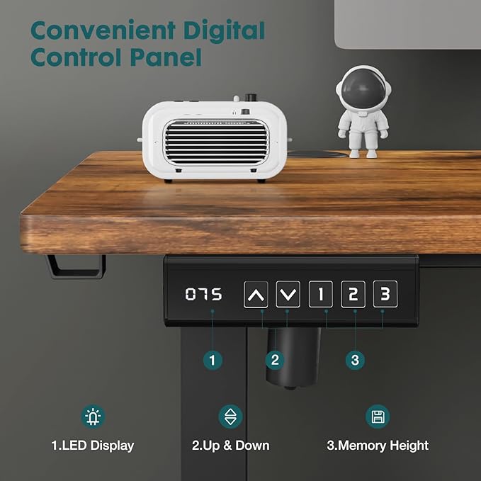 Simple Deluxe 24x63 Inches Sit Stand up Desk Electric Standing Desks Standing Desk Adjustable Height Ergonomic Rising Computer Table with Memory Preset Rustic Brown