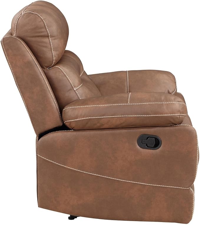 Steve Silver Co Rudger Manual Recliner Living Room Furniture Chair Home Office Home Theater Seating Chestnut Brown Microsuede Cover 37.5 D x 35.5 W x 41.75 H Brown
