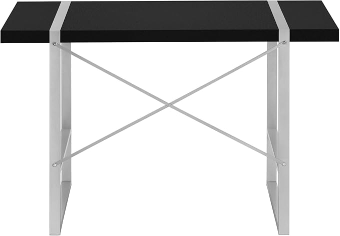 Computer Desk Home Office Laptop 48 l Work Black Laminate Grey Metal Contemporary Modern