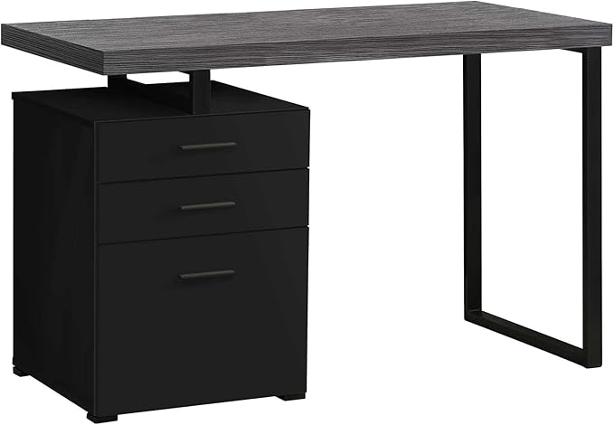 Computer Desk Home Office Laptop Left Right Set-up Storage Drawers 48 l Work Black and Grey Laminate Black Metal Contemporary Modern