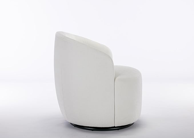 Swivel Accent Chair Recliner Modern Comfy Barrel Chairs for Living Room and Bedroom Cozy Upholstered Small Reading Chairs with 360-Degree RotationIvory