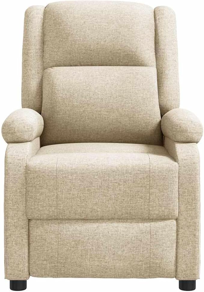 Cream Fabric Massage Recliner Chair Modern Single Seater for Living Room &amp Home Office Manual Adjustable Full Body Relaxation USB Powered Electric Tissue Massager 36.6x27.6x38.6 Inch