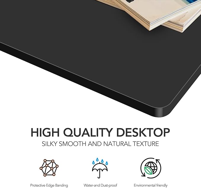 SANODESK Whole-Piece Particle Board Table Top for Standing Desk and Home Office Desk DIY 48x24x1 Inch Black Desk Top