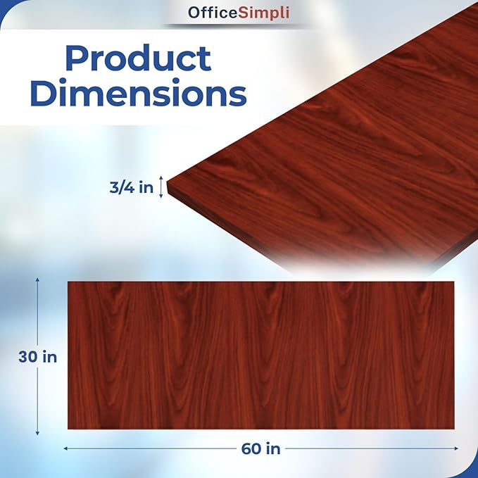 OfficeSimpli 60 x 30 Inch Desk Top Made in USA Replacement Table Top for Sit-to-Stand Adjustable Desk Frame Countertop Workbench for Classroom Home and Office (Desk Top only) - Mahogany