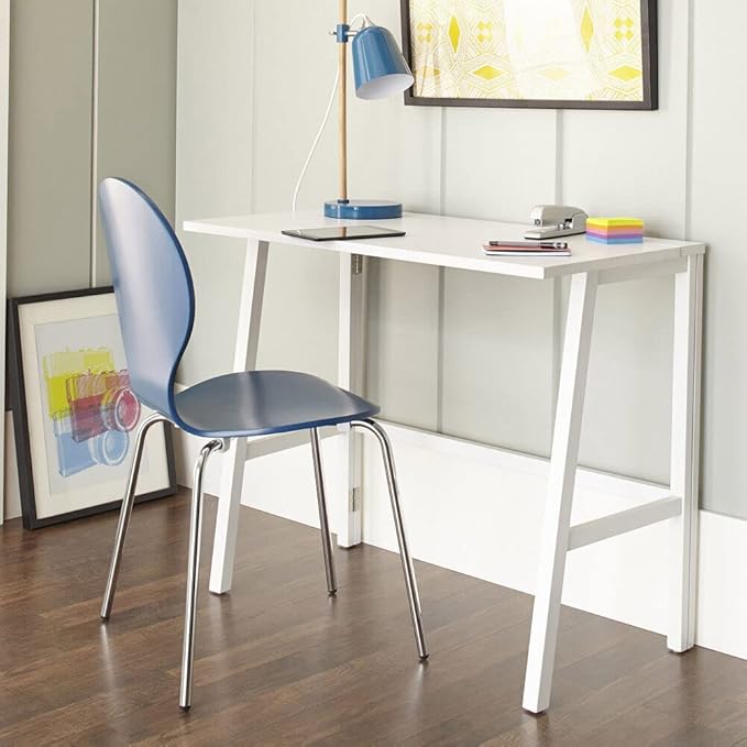 Folding Small Desk - Versatile Laptop Study Writing Table - White - Space-Saving Design - Perfect for Home Office