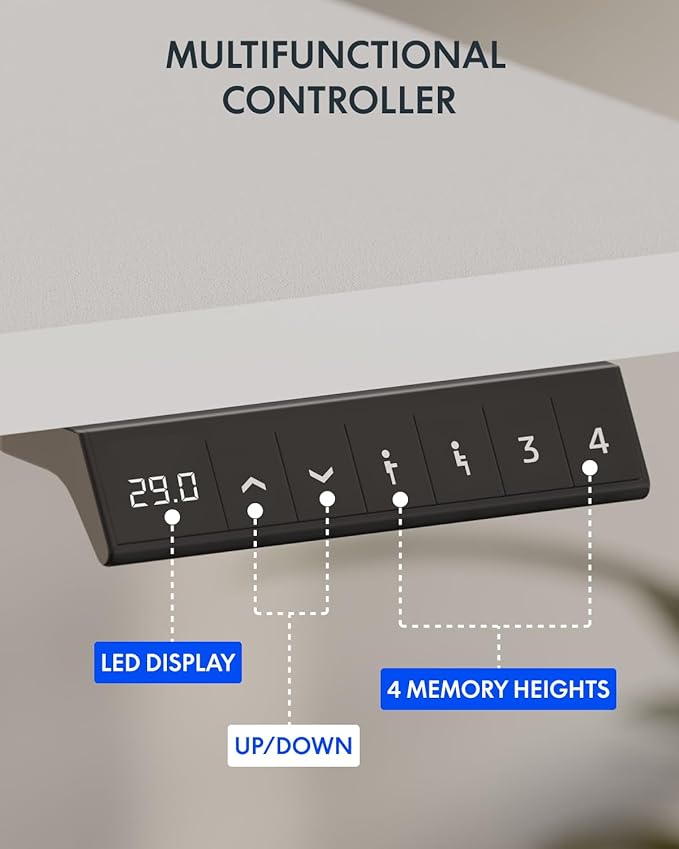 FLEXISPOT Standing Desk with Monitor Stand 55 x 24 Inches One-Piece Electric Height Adjustable Computer Desk with Cup Holder for Home Office White