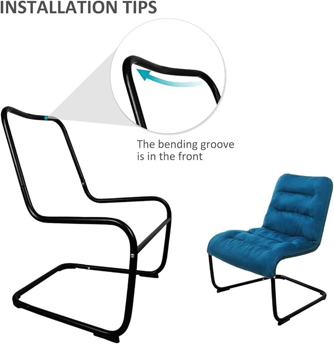 Upholstered Durable Metal Modern Chair with Soft Cushion Blue - Ideal for Bedrooms Living Rooms Dorms Indoor Spaces Accent and Lounging