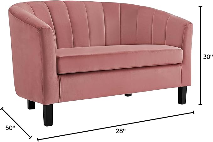 Modway Prospect Channel Tufted Upholstered Velvet Loveseat Dusty Rose