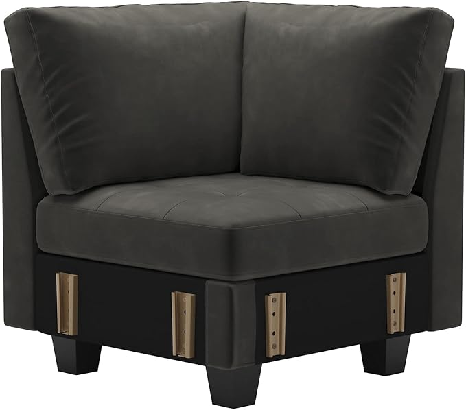 Belffin Velvet Corner Seat Module for Modular Sectional Sofa Couch Corner Sofa Couch Chair Grey