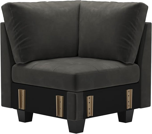 Belffin Velvet Corner Seat Module for Modular Sectional Sofa Couch Corner Sofa Couch Chair Grey
