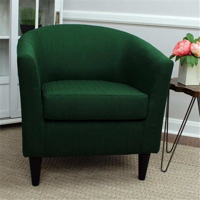 Pemberly Row Traditional Fabric Club Chair Emerald Green Finish Polyester Upholstery Padded Seat 17.5 in Seat Height 32 in x 30.5 in x 27.5 in Accent Chair for Living Room or Bedroom
